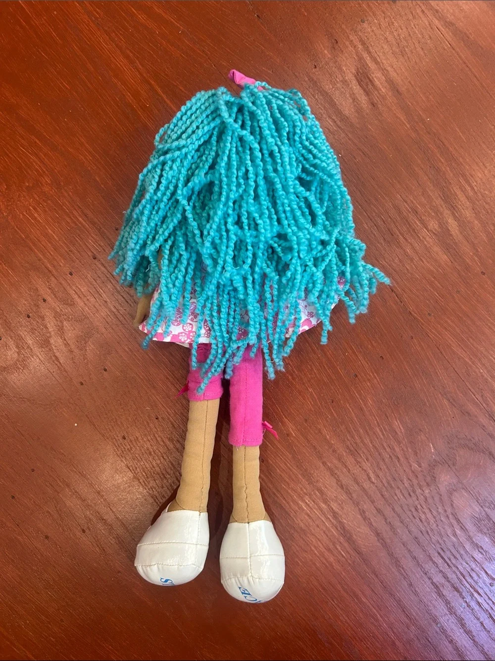 The Children's Place Teal Yarn-Haired Doll in Pink Floral Outfit